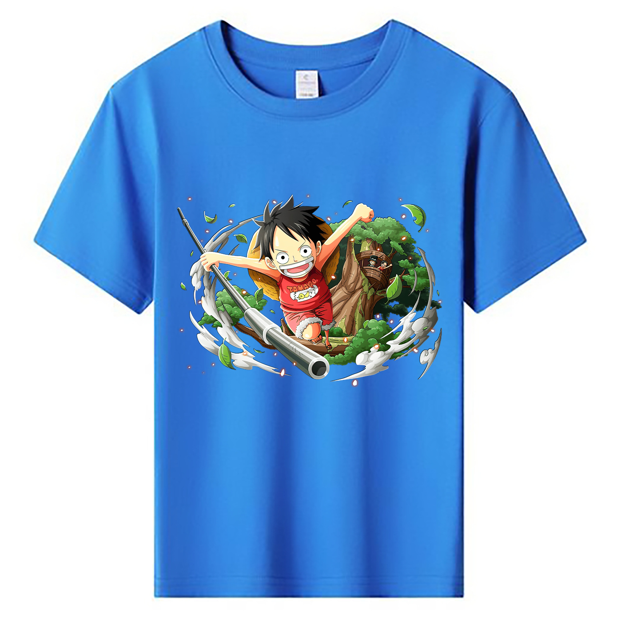 ワンピース モンキー・D・ルフィ ONE PIECE Monkey D. Luffy 綿100％キッズTシャツ（フロントプリント）